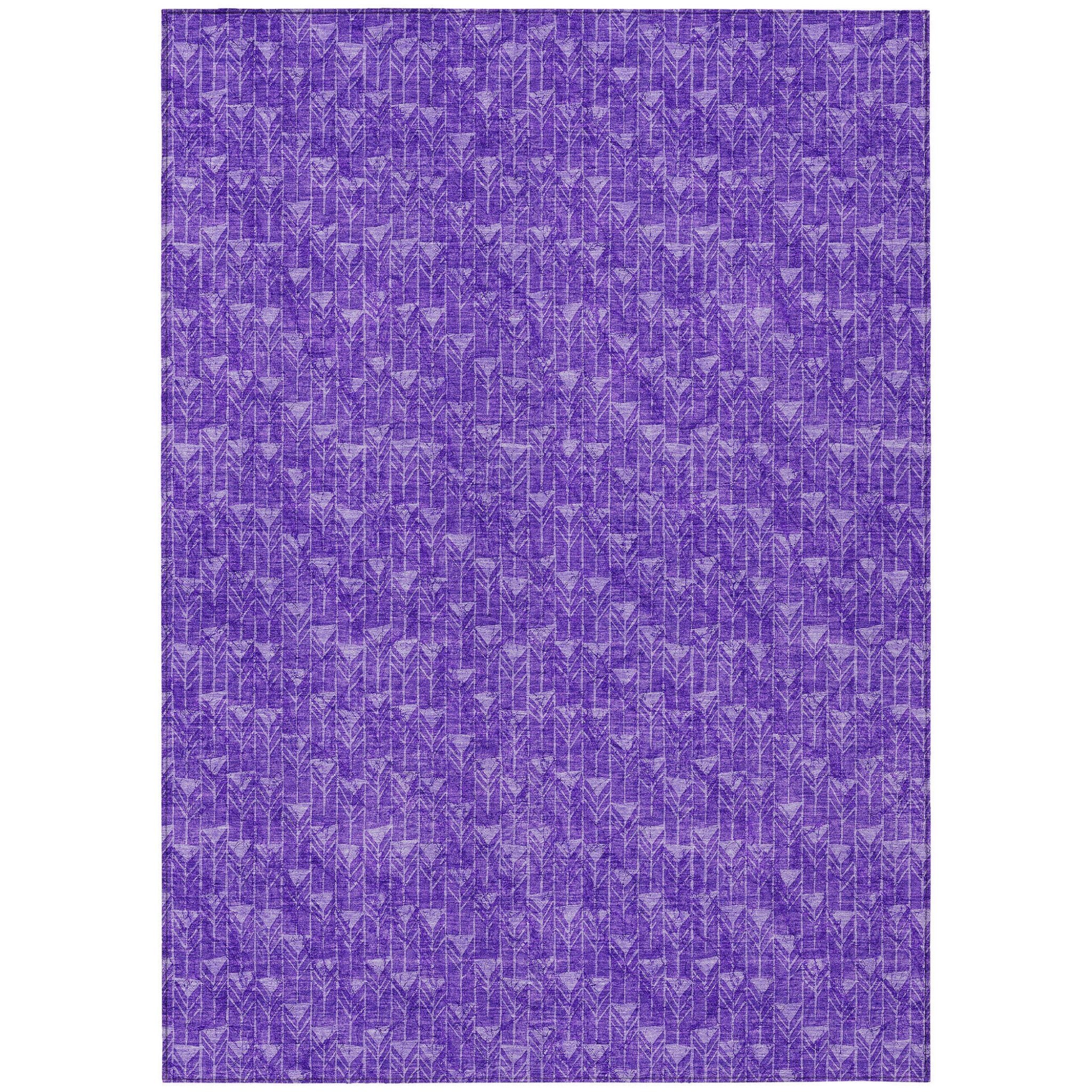 9 X 12 Purple Geometric Washable Non Skid Indoor Outdoor Area Rug