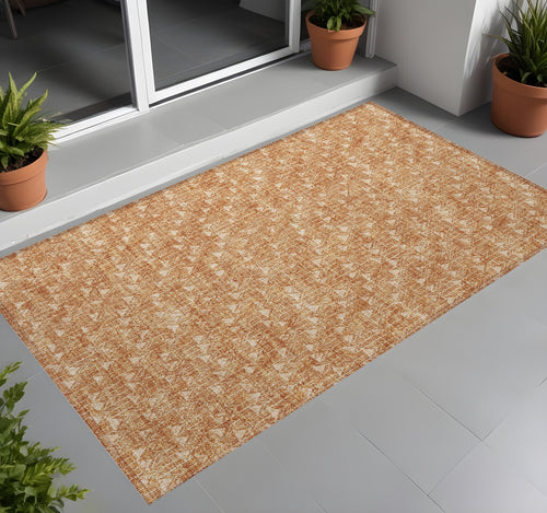 2 X 3 Salmon Geometric Washable Non Skid Indoor Outdoor Area Rug