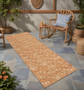 8 Runner Bronze Geometric Washable Non Skid Indoor Outdoor Runner Rug