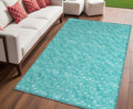 5 X 8 Turquoise Geometric Washable Non Skid Indoor Outdoor Area Rug