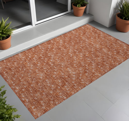2 X 3 Terra Cotta Geometric Washable Non Skid Indoor Outdoor Area Rug