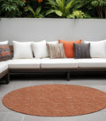 8 Round Terra Cotta Round Geometric Washable Non Skid Indoor Outdoor Area Rug