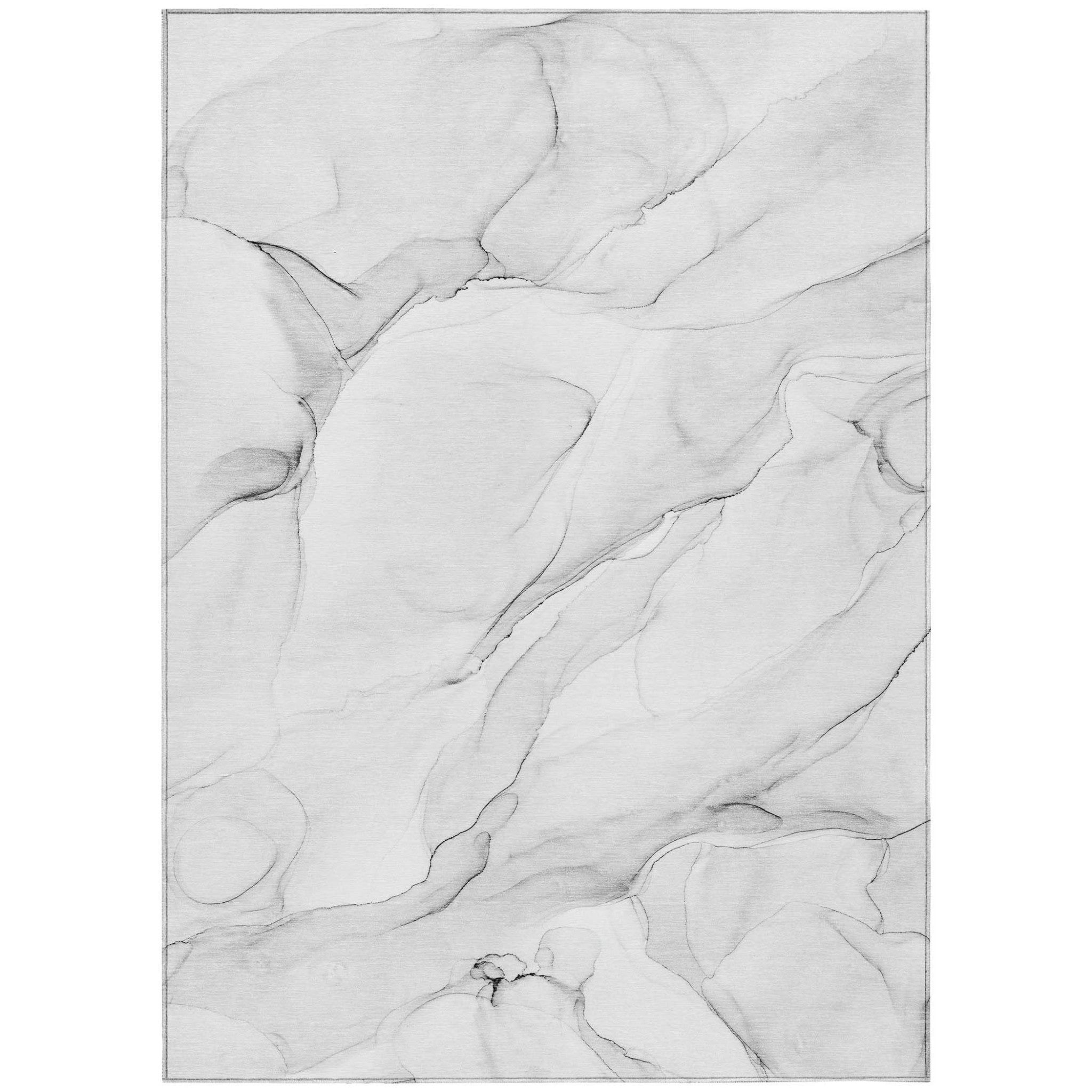 5 X 8 Gray Abstract Washable Indoor Outdoor Area Rug