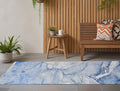 8 Runner Navy Blue Abstract Washable Non Skid Indoor Outdoor Runner Rug
