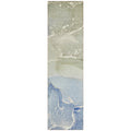 2 X 8 Blue and Green Abstract Washable Indoor Outdoor Runner Rug