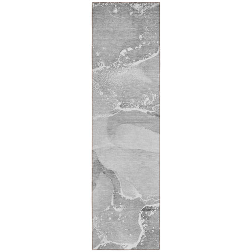 2 X 8 Gray Abstract Washable Indoor Outdoor Runner Rug