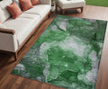 5 X 8 Emerald Abstract Washable Non Skid Indoor Outdoor Area Rug
