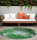 8 Round Emerald Round Abstract Washable Non Skid Indoor Outdoor Area Rug
