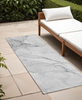 8 Runner Silver Abstract Washable Non Skid Indoor Outdoor Runner Rug