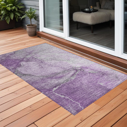 2 X 3 Lilac Abstract Washable Non Skid Indoor Outdoor Area Rug
