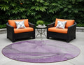 8 Round Lilac Round Abstract Washable Non Skid Indoor Outdoor Area Rug