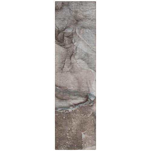 2 X 8 Taupe Abstract Washable Indoor Outdoor Runner Rug