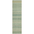 8 Runner Artichoke Green Striped Washable Non Skid Indoor Outdoor Runner Rug