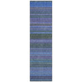 8 Runner Blue and Green Striped Washable Non Skid Indoor Outdoor Runner Rug