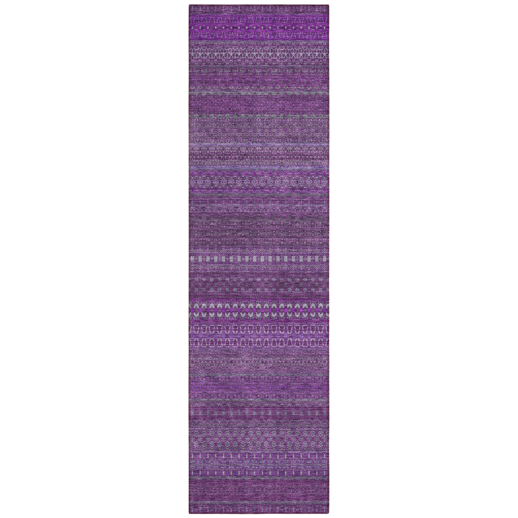 8 Runner Eggplant Striped Washable Non Skid Indoor Outdoor Runner Rug