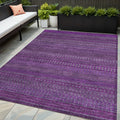 5 X 8 Eggplant Striped Washable Non Skid Indoor Outdoor Area Rug