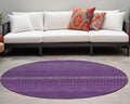 8 Round Eggplant Round Striped Washable Non Skid Indoor Outdoor Area Rug