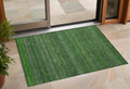 2 X 3 Fern Green Striped Washable Non Skid Indoor Outdoor Area Rug