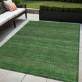 5 X 8 Fern Green Striped Washable Non Skid Indoor Outdoor Area Rug