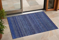3 X 5 Navy Blue Striped Washable Non Skid Indoor Outdoor Area Rug