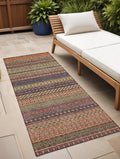 8 Runner Orange Striped Washable Non Skid Indoor Outdoor Runner Rug