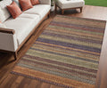 5 X 8 Orange Striped Washable Non Skid Indoor Outdoor Area Rug