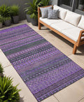 8 Runner Purple Striped Washable Non Skid Indoor Outdoor Runner Rug