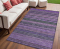 5 X 8 Purple Striped Washable Non Skid Indoor Outdoor Area Rug