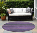 8 Round Purple Round Striped Washable Non Skid Indoor Outdoor Area Rug