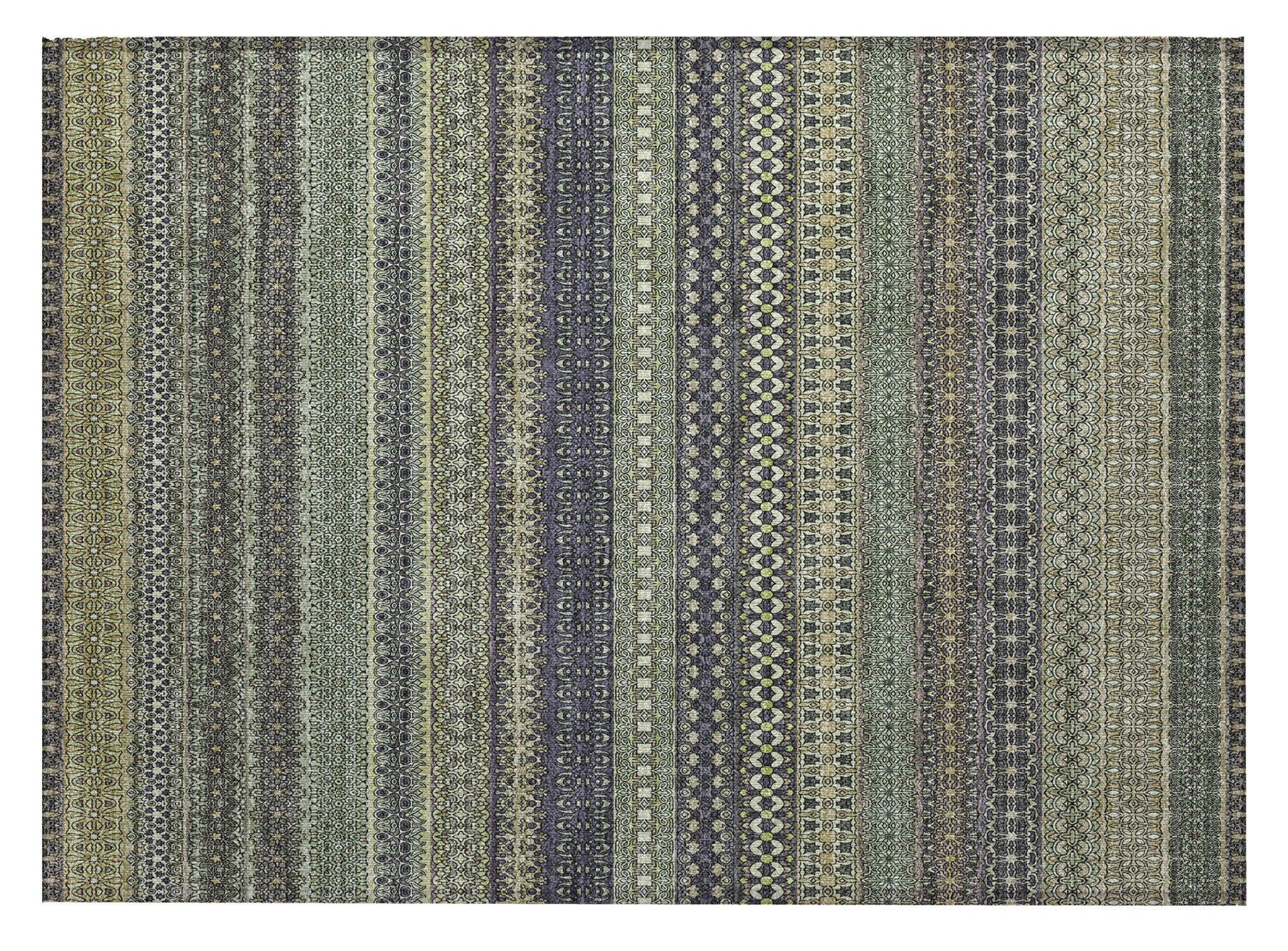 2 X 3 Sage Striped Washable Non Skid Indoor Outdoor Area Rug