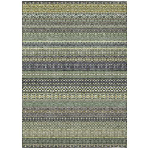 3 X 5 Sage Striped Washable Non Skid Indoor Outdoor Area Rug