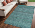 5 X 8 Turquoise Striped Washable Non Skid Indoor Outdoor Area Rug