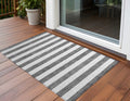 3 X 5 Charcoal Striped Washable Non Skid Indoor Outdoor Area Rug