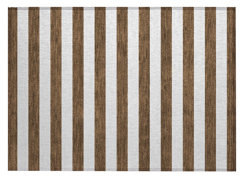 2 X 3 Chocolate Striped Washable Non Skid Indoor Outdoor Area Rug