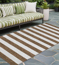 8 Runner Chocolate Striped Washable Non Skid Indoor Outdoor Runner Rug