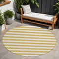 8 Round Gold Round Striped Washable Non Skid Indoor Outdoor Area Rug
