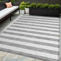5 X 8 Gray and White Striped Washable Non Skid Indoor Outdoor Area Rug