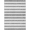 10 X 14 Gray and White Striped Washable Non Skid Indoor Outdoor Area Rug