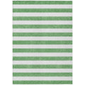 8 X 10 Green and White Striped Washable Non Skid Indoor Outdoor Area Rug