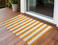 2 X 3 Orange and White Striped Washable Non Skid Indoor Outdoor Area Rug