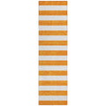 8 Runner Orange and White Striped Washable Non Skid Indoor Outdoor Runner Rug