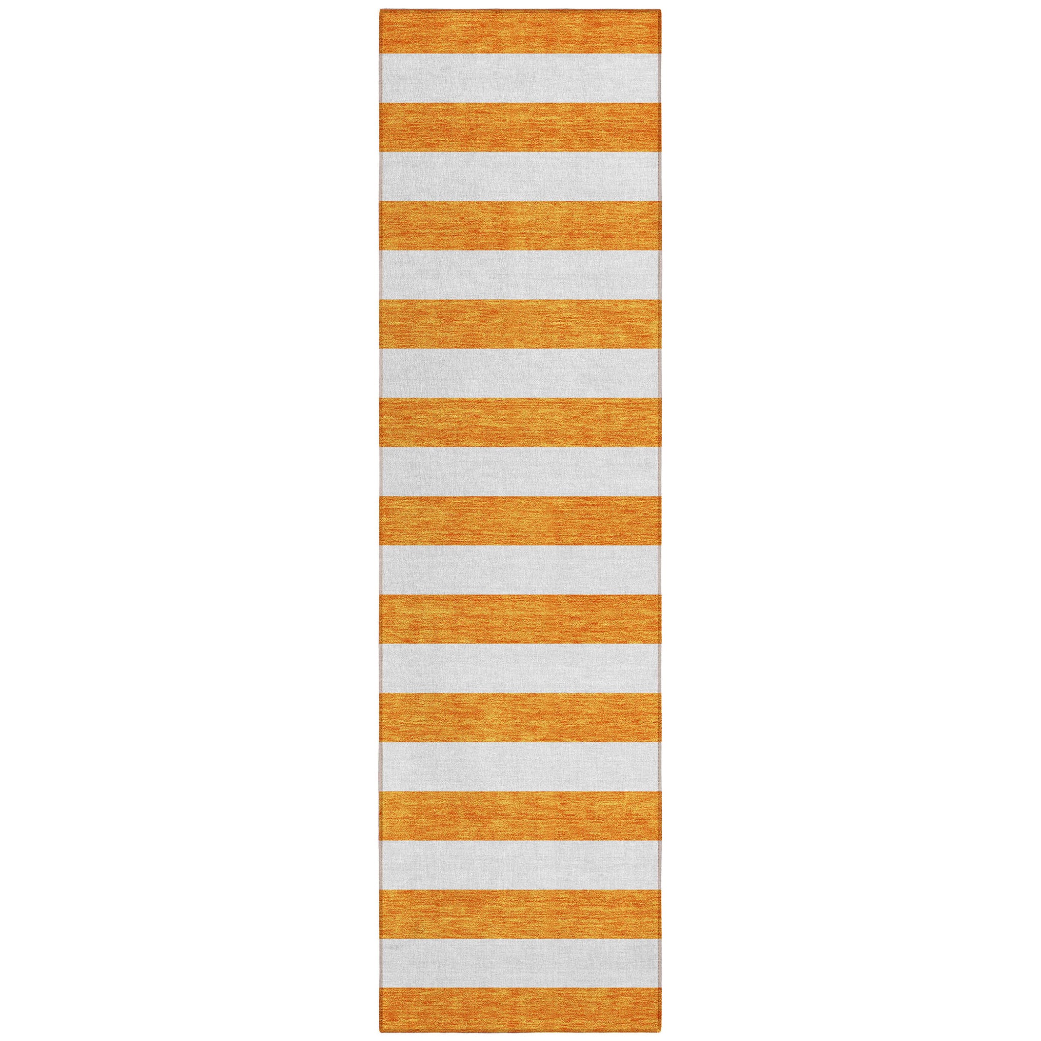 8 Runner Orange and White Striped Washable Non Skid Indoor Outdoor Runner Rug