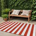 8 Runner Red and White Striped Washable Non Skid Indoor Outdoor Runner Rug