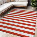 5 X 8 Red and White Striped Washable Non Skid Indoor Outdoor Area Rug