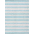 9 X 12 Sky Blue Striped Washable Non Skid Indoor Outdoor Area Rug