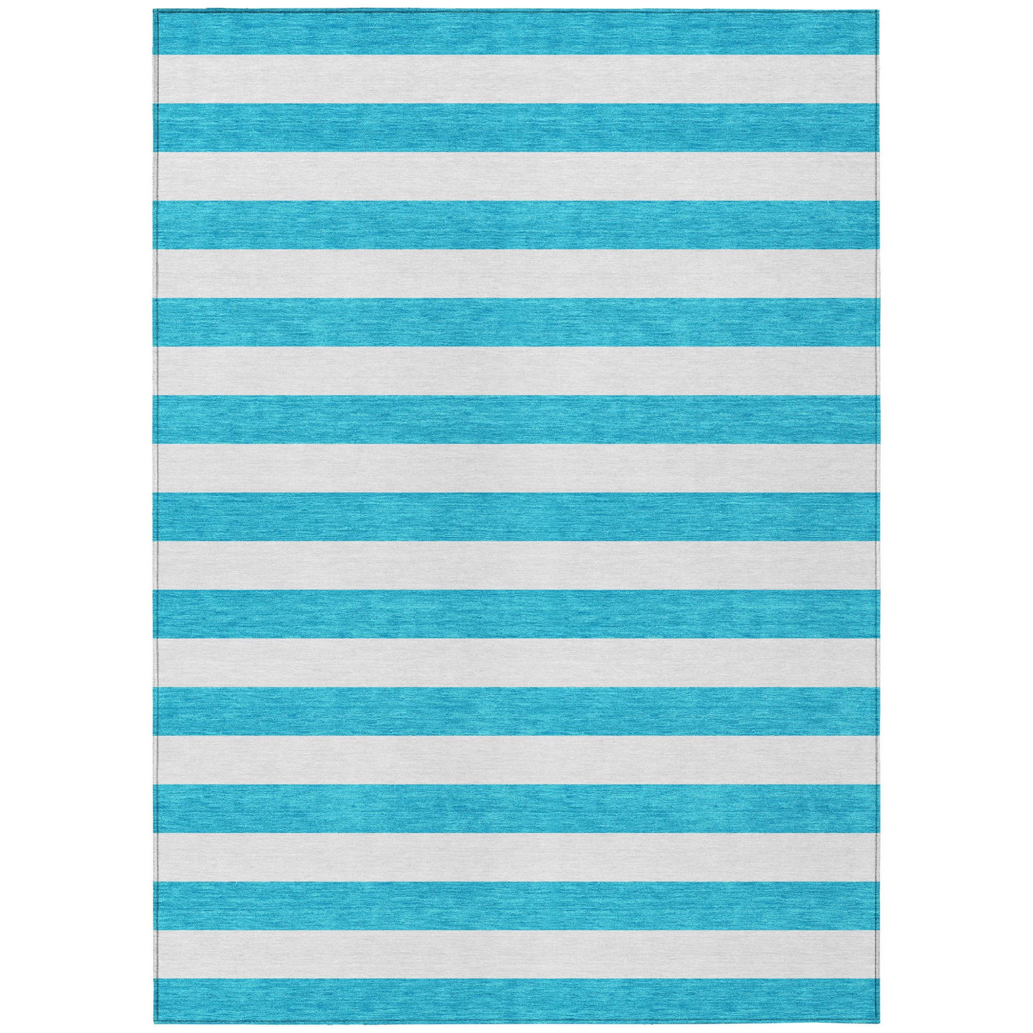 9 X 12 Teal Striped Washable Non Skid Indoor Outdoor Area Rug