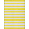 5 X 8 Yellow and White Striped Washable Non Skid Indoor Outdoor Area Rug
