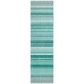 8 Runner Aqua Striped Washable Non Skid Indoor Outdoor Runner Rug