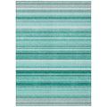 8 X 10 Aqua Striped Washable Non Skid Indoor Outdoor Area Rug