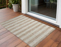 3 X 5 Beige Striped Washable Non Skid Indoor Outdoor Area Rug